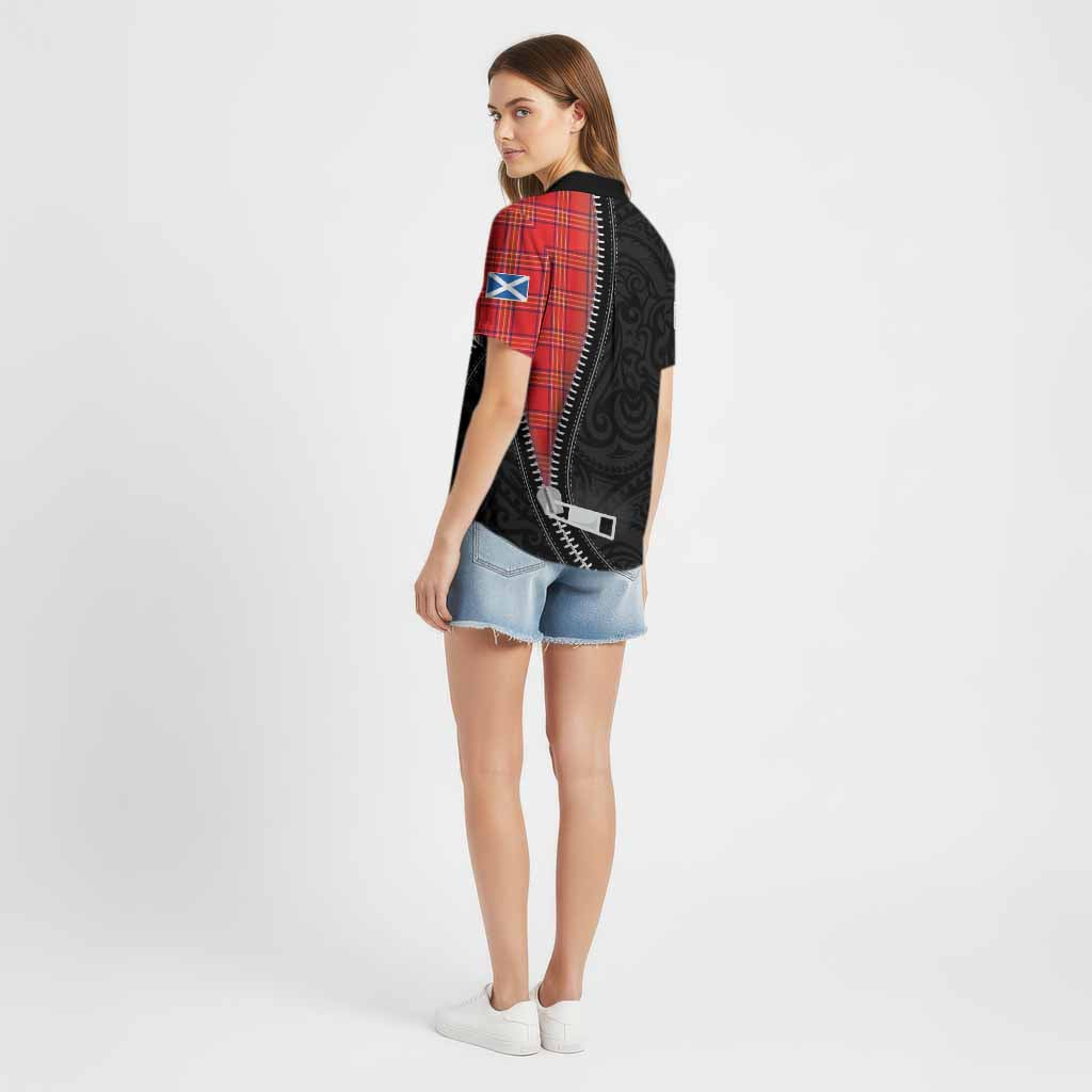 Burnett Tartan Cotton Hawaiian Shirt New Zealand Pattern Unique Zipper Stylized