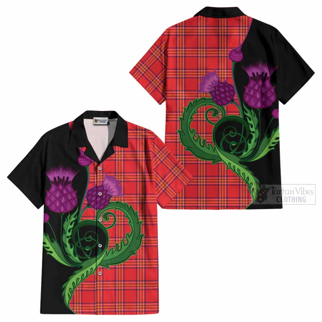 Burnett Tartan Cotton Hawaiian Shirt Traditional Scottish Thistle