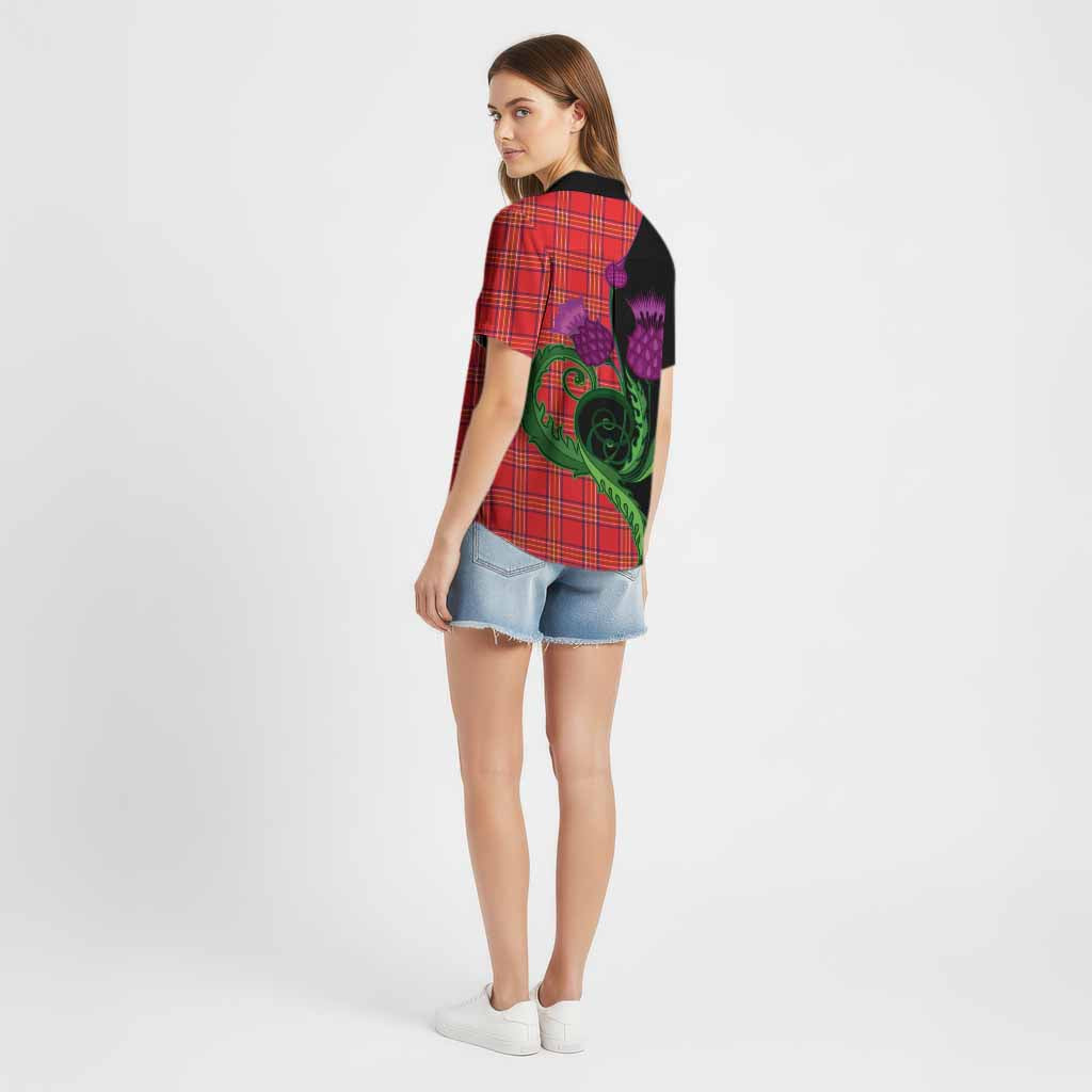 Burnett Tartan Cotton Hawaiian Shirt Traditional Scottish Thistle