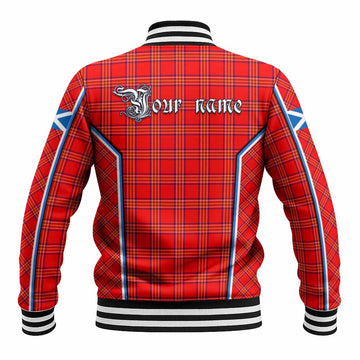 Burnett Tartan Crest Baseball Jacket Scotland Coat of Arm Flag Style