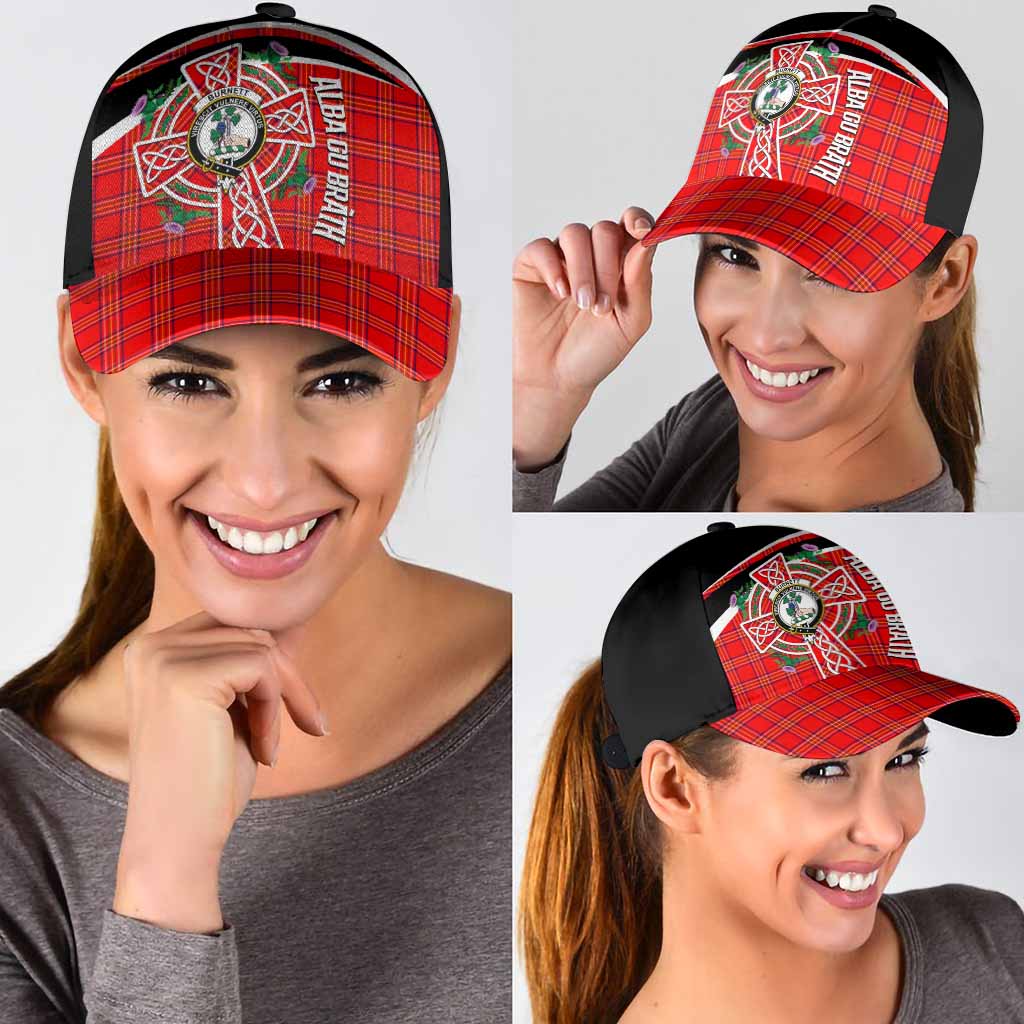 Burnett Tartan Crest Classic Cap Scottish Thistle Celtic Cross Alba Gu Brath