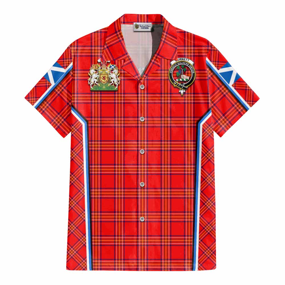 Burnett Tartan Crest Cotton Hawaiian Shirt Scotland Coat of Arm Flag Style - Tartan Vibes Clothing