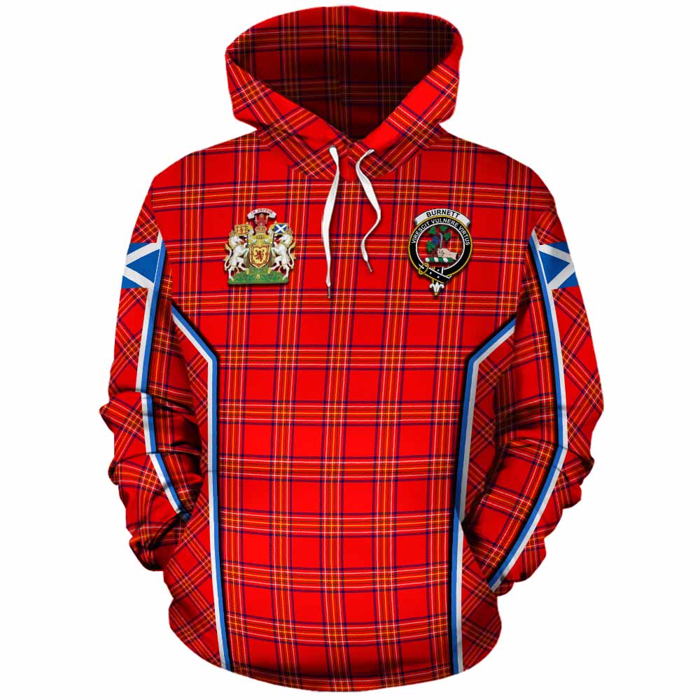 Burnett Tartan Crest Cotton Hoodie Scotland Coat of Arm Flag Style - Tartan Vibes Clothing