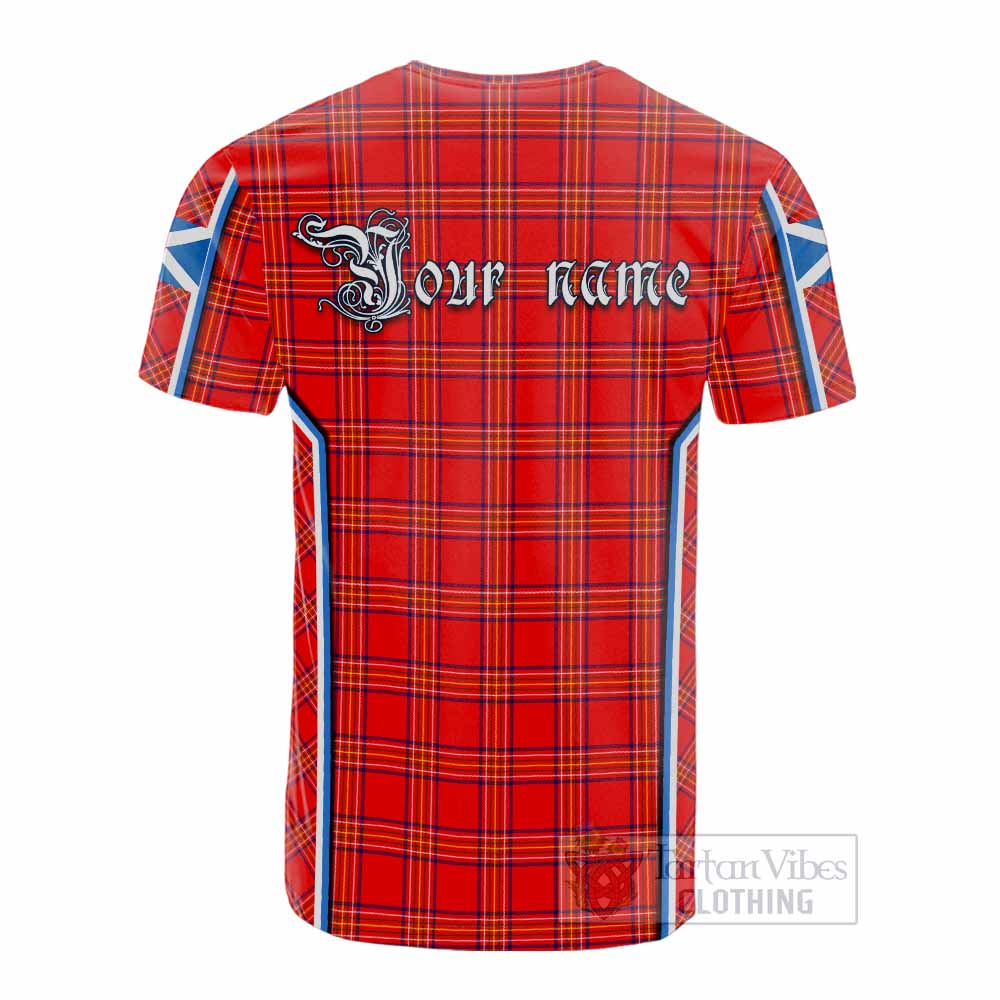 Burnett Tartan Crest Cotton T-shirt Scotland Coat of Arm Flag Style - Tartan Vibes Clothing