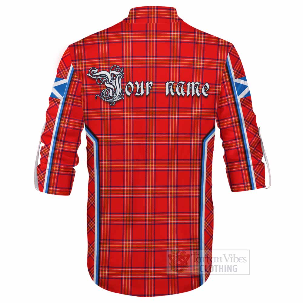 Burnett Tartan Crest Ghillie Kilt Shirt Scotland Coat of Arm Flag Style - Tartan Vibes Clothing