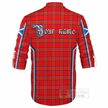 Burnett Tartan Crest Ghillie Kilt Shirt Scotland Coat of Arm Flag Style