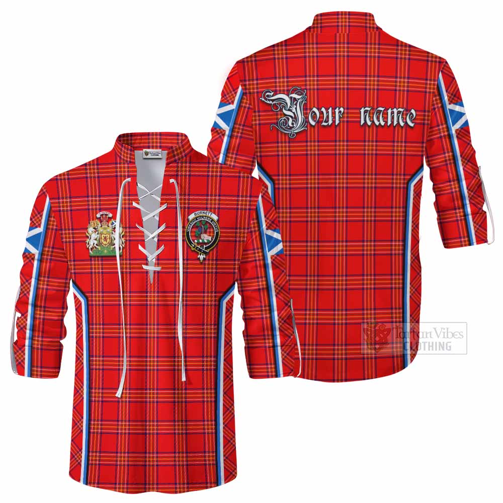 Burnett Tartan Crest Ghillie Kilt Shirt Scotland Coat of Arm Flag Style - Tartan Vibes Clothing