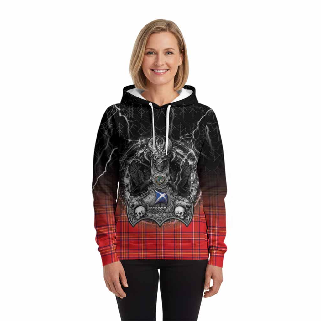 Burnett Tartan Crest Hoodie Celtic Odin's Raven Legacy