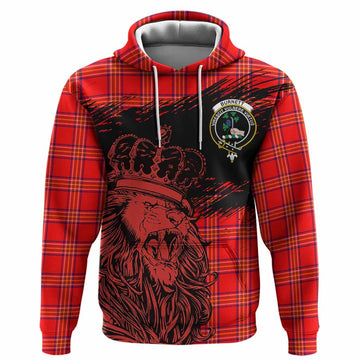 Burnett Tartan Crest Hoodie Crowned Lion Heritage Style