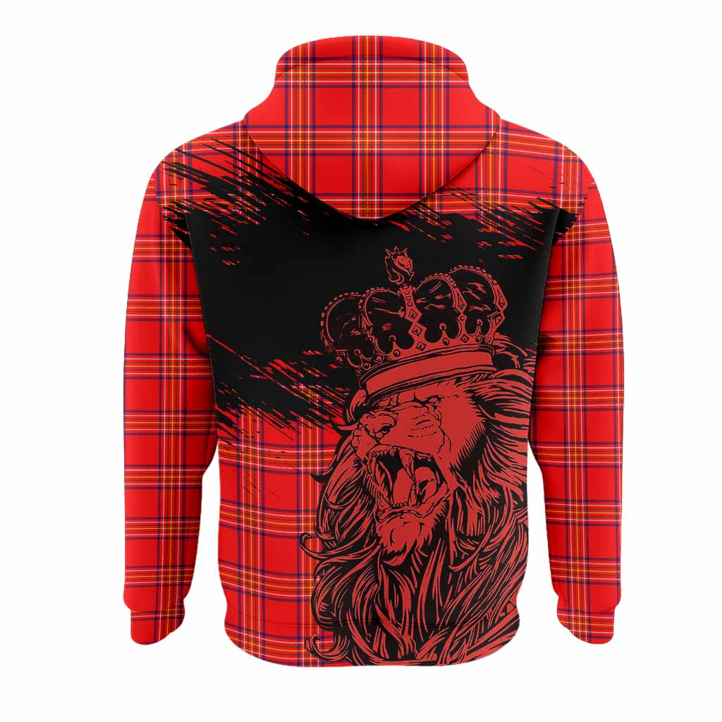 Burnett Tartan Crest Hoodie Crowned Lion Heritage Style