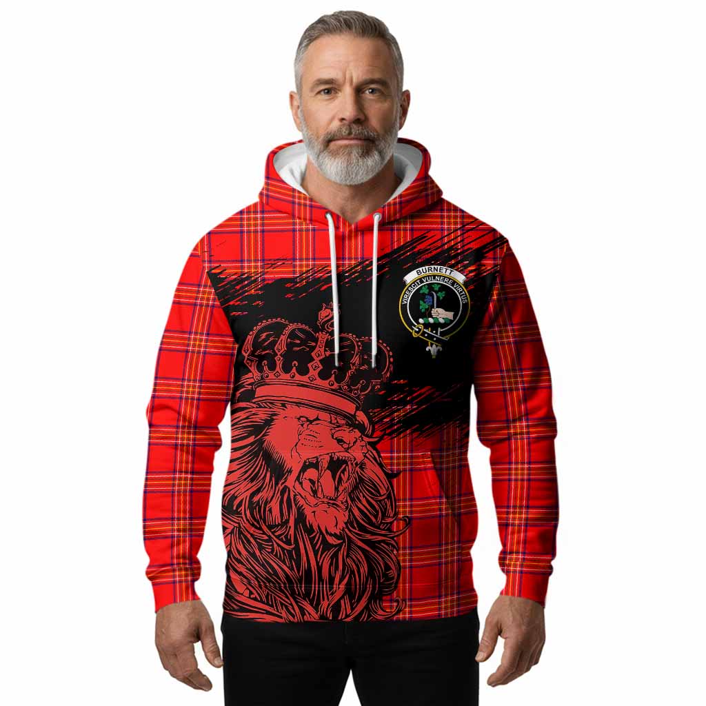Burnett Tartan Crest Hoodie Crowned Lion Heritage Style
