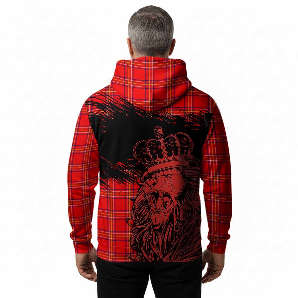 Burnett Tartan Crest Hoodie Crowned Lion Heritage Style