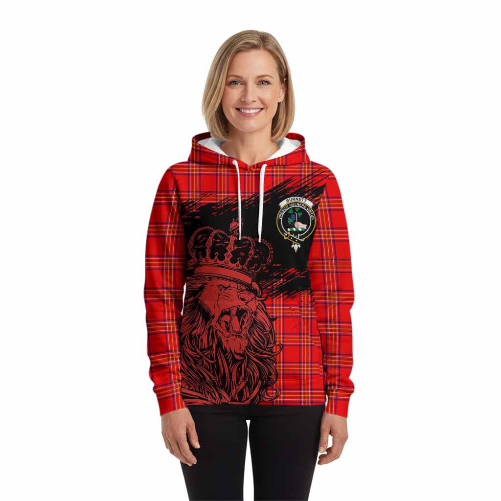 Burnett Tartan Crest Hoodie Crowned Lion Heritage Style