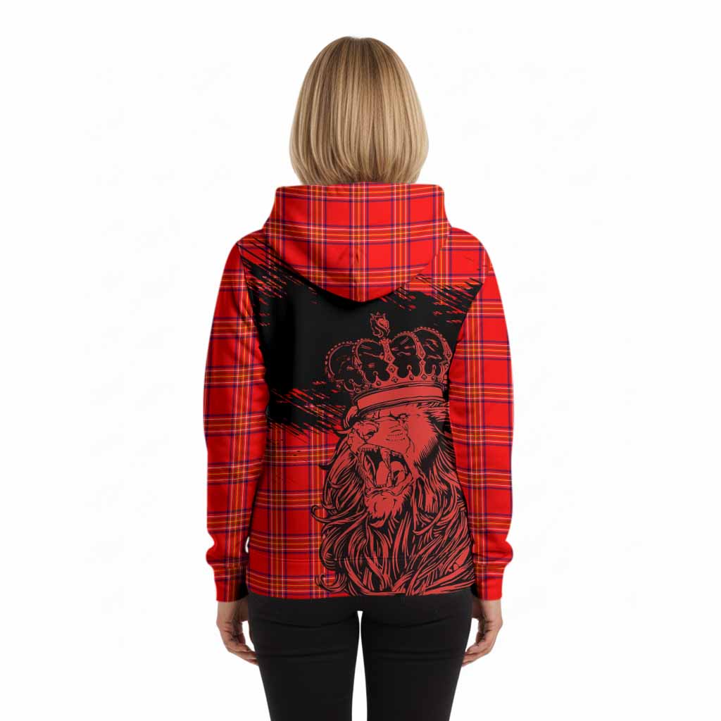Burnett Tartan Crest Hoodie Crowned Lion Heritage Style