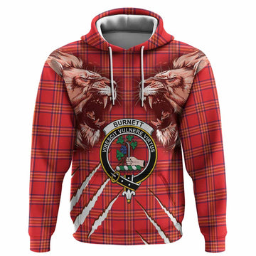 Burnett Tartan Crest Hoodie Ferocious Lion Style