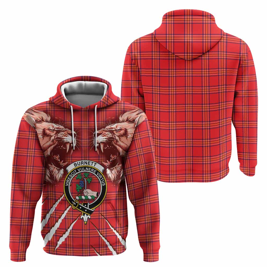 Burnett Tartan Crest Hoodie Ferocious Lion Style
