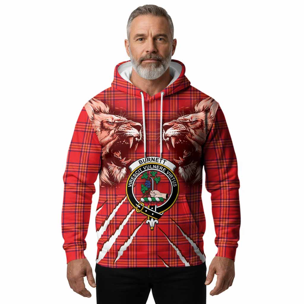 Burnett Tartan Crest Hoodie Ferocious Lion Style