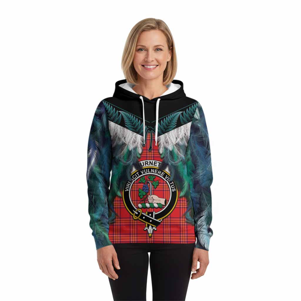 Burnett Tartan Crest Hoodie New Zealand Maori Korowai Cloak