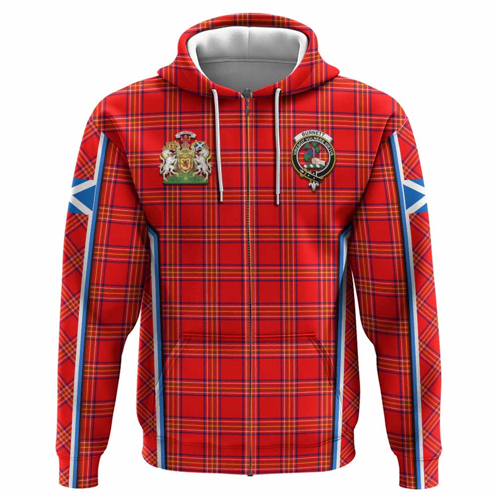 Burnett Tartan Crest Hoodie Scotland Coat of Arm Flag Style - Tartan Vibes Clothing