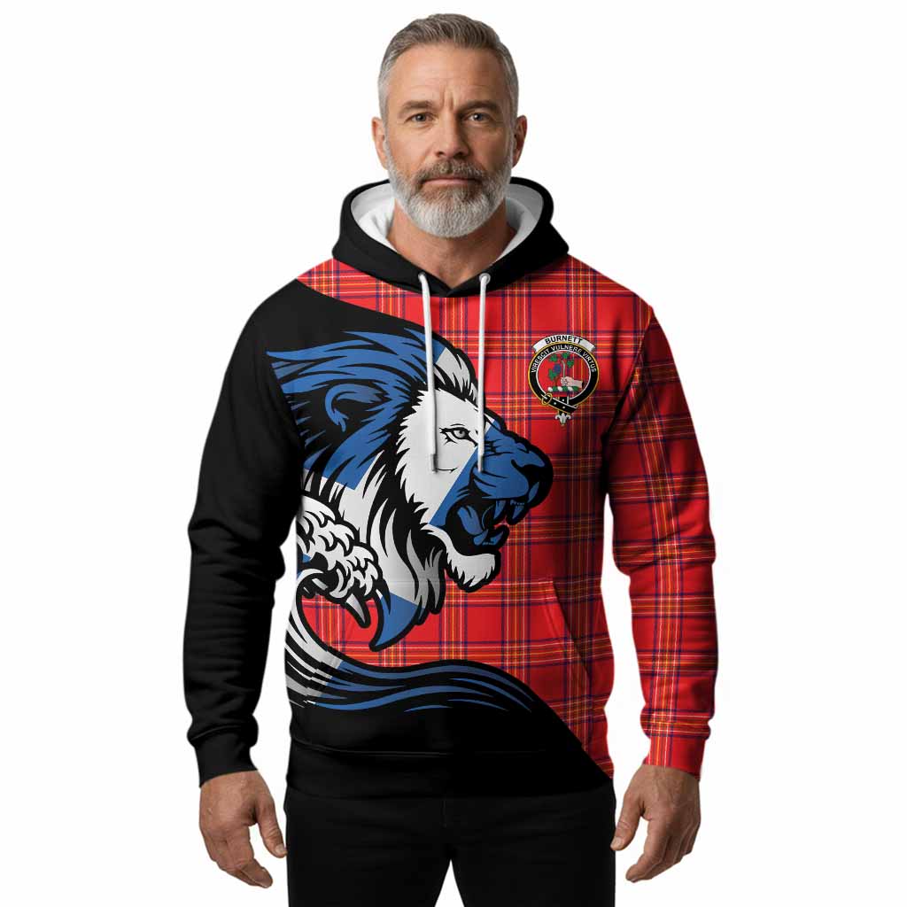 Burnett Tartan Crest Hoodie Scottish Golden Lions Wave Flow
