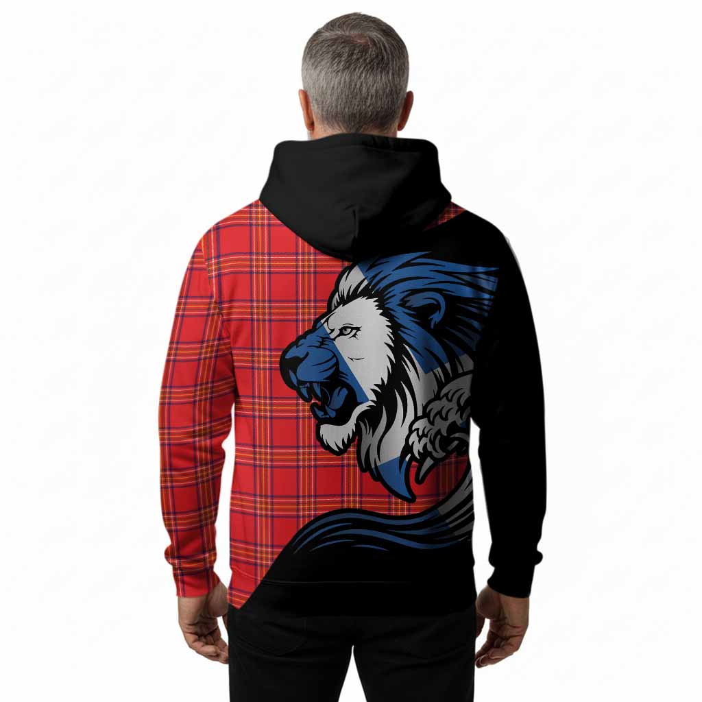 Burnett Tartan Crest Hoodie Scottish Golden Lions Wave Flow