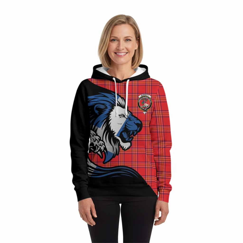 Burnett Tartan Crest Hoodie Scottish Golden Lions Wave Flow
