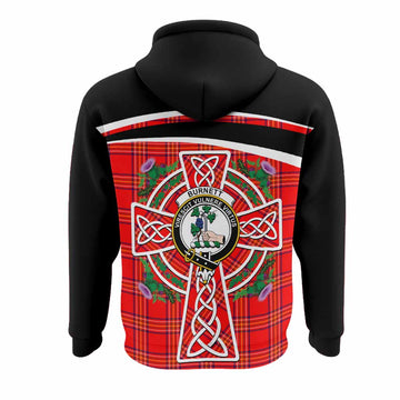 Burnett Tartan Crest Hoodie Scottish Thistle Celtic Cross Alba Gu Brath