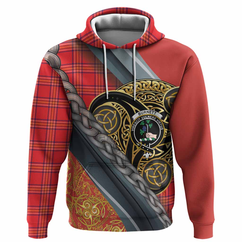Burnett Tartan Crest Hoodie Scottish Triskele Celtic