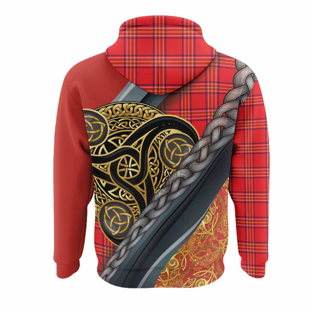 Burnett Tartan Crest Hoodie Scottish Triskele Celtic