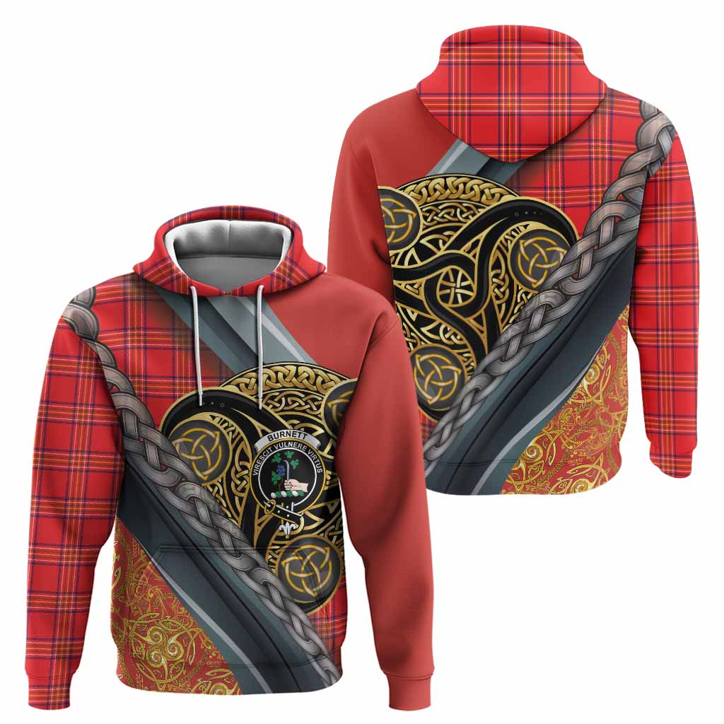 Burnett Tartan Crest Hoodie Scottish Triskele Celtic