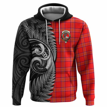 Burnett Tartan Crest Hoodie With New Zealand Silver Fern Maori Koru