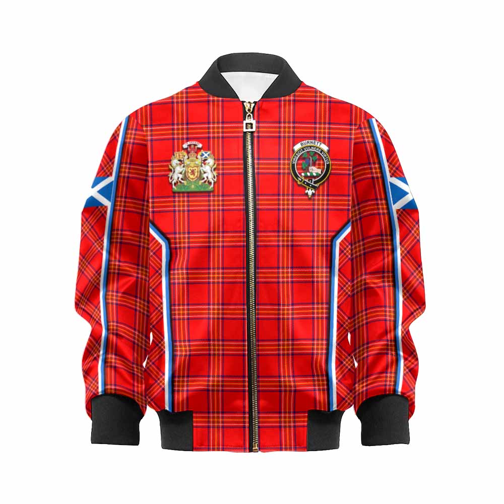 Burnett Tartan Crest Kid Bomber Jacket Scotland Coat of Arm Flag Style - Tartan Vibes Clothing