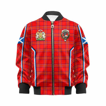 Burnett Tartan Crest Kid Bomber Jacket Scotland Coat of Arm Flag Style - Tartan Vibes Clothing