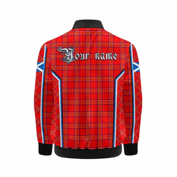 Burnett Tartan Crest Kid Bomber Jacket Scotland Coat of Arm Flag Style - Tartan Vibes Clothing