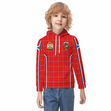 Burnett Tartan Crest Kid Hoodie Scotland Coat of Arm Flag Style - Tartan Vibes Clothing