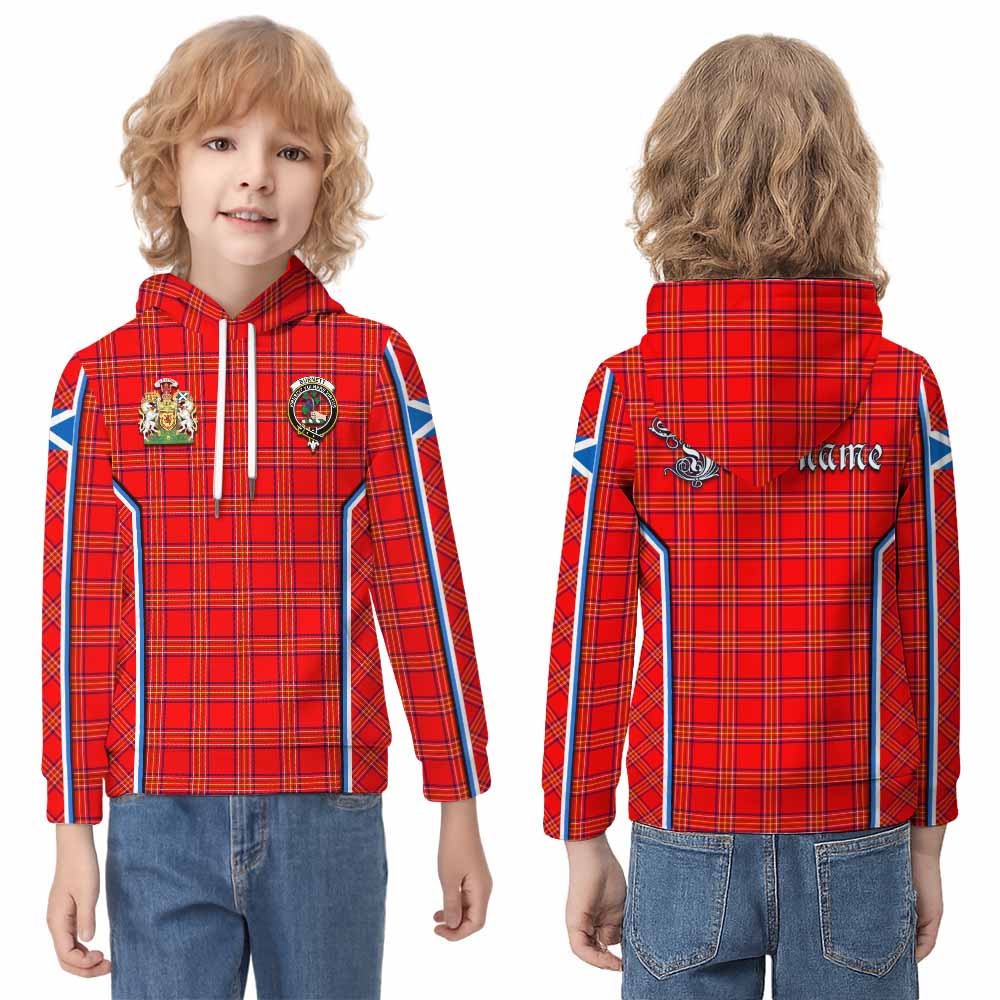 Burnett Tartan Crest Kid Hoodie Scotland Coat of Arm Flag Style - Tartan Vibes Clothing
