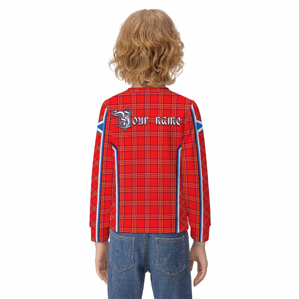 Burnett Tartan Crest Kid Knitted Sweatshirt Scotland Coat of Arm Flag Style - Tartan Vibes Clothing