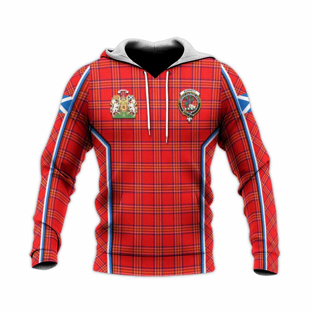 Burnett Tartan Crest Knitted Hoodie Scotland Coat of Arm Flag Style - Tartan Vibes Clothing