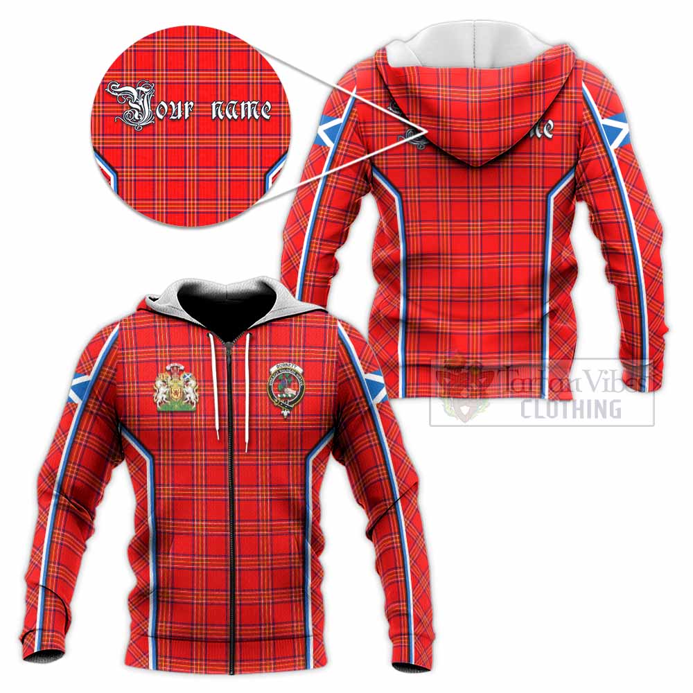 Burnett Tartan Crest Knitted Hoodie Scotland Coat of Arm Flag Style - Tartan Vibes Clothing