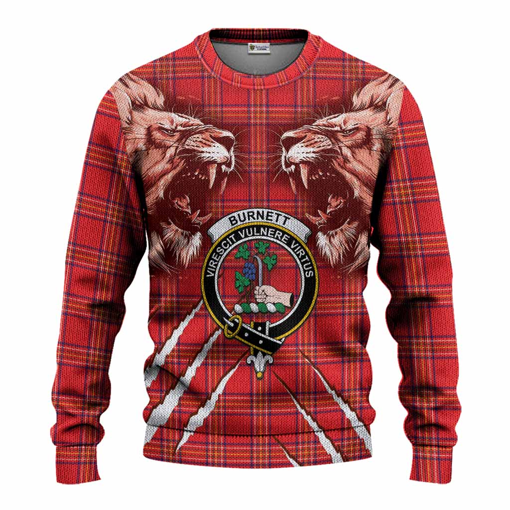 Burnett Tartan Crest Knitted Sweater Ferocious Lion Style