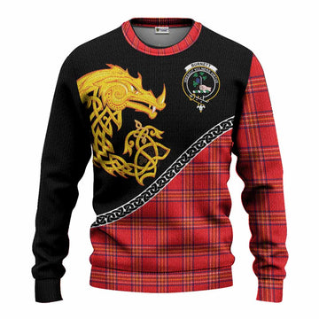 Burnett Tartan Crest Knitted Sweater Legendary Dragon Knot Half Style