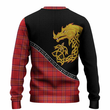 Burnett Tartan Crest Knitted Sweater Legendary Dragon Knot Half Style