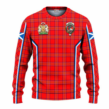 Burnett Tartan Crest Knitted Sweater Scotland Coat of Arm Flag Style - Tartan Vibes Clothing