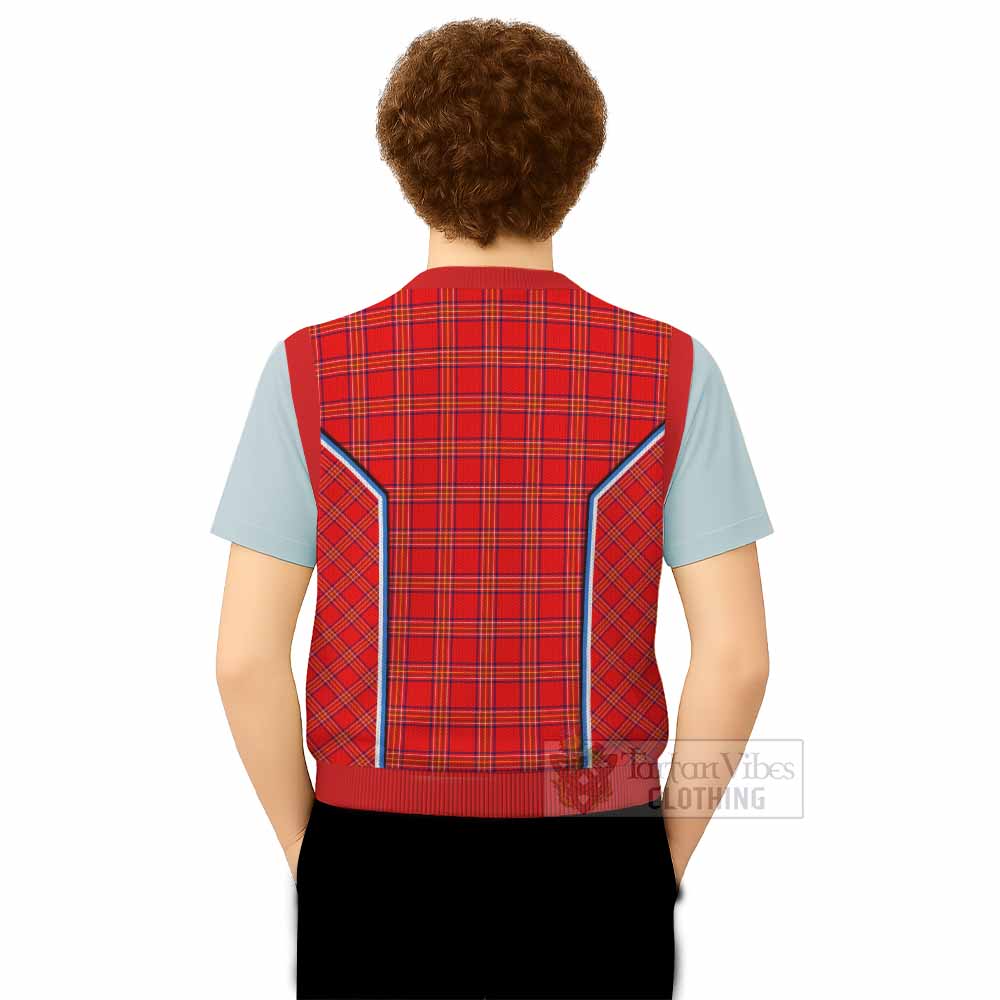 Burnett Tartan Crest Knitted V-Neck Vest Scotland Coat of Arm Flag Style - Tartan Vibes Clothing
