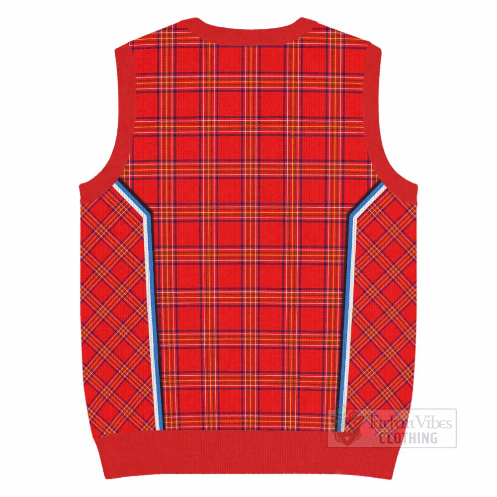 Burnett Tartan Crest Knitted V-Neck Vest Scotland Coat of Arm Flag Style - Tartan Vibes Clothing