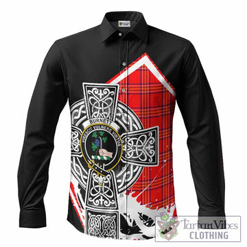 Burnett Tartan Crest Long Sleeve Button Shirts Scottish Celtic Cross Heritage