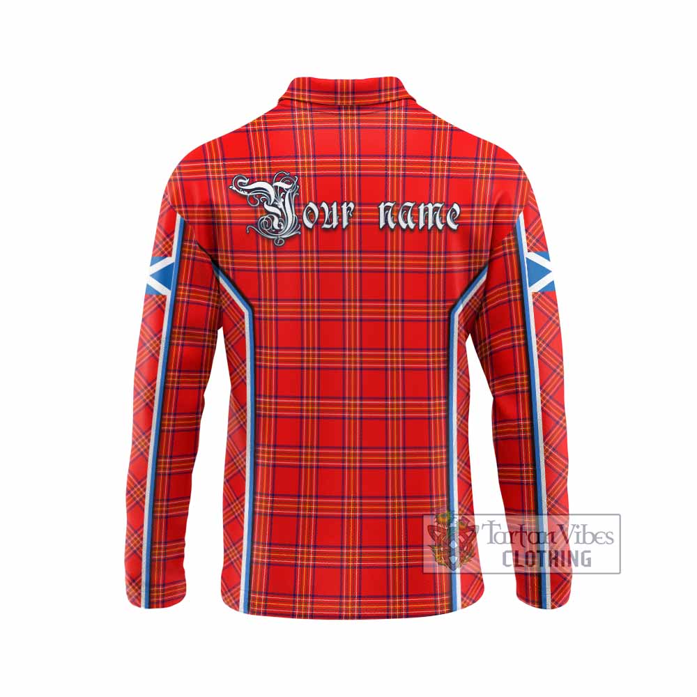 Burnett Tartan Crest Long Sleeve Polo Shirt Scotland Coat of Arm Flag Style - Tartan Vibes Clothing