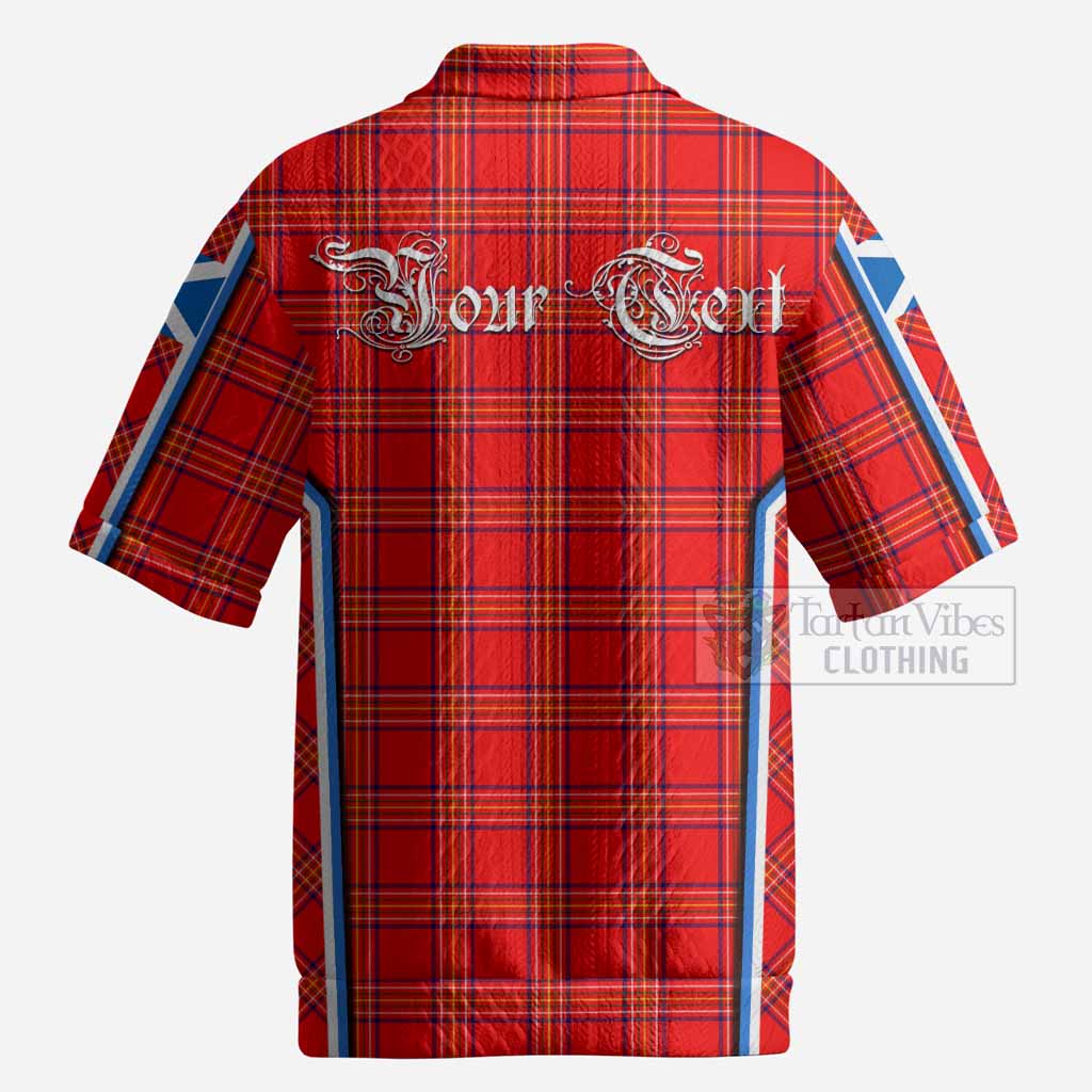 Burnett Tartan Crest Men’s Polo Sweater Top Scotland Coat of Arm Flag Style