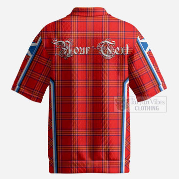 Burnett Tartan Crest Men’s Polo Sweater Top Scotland Coat of Arm Flag Style