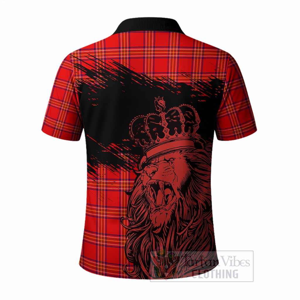 Burnett Tartan Crest Polo Shirt Crowned Lion Heritage Style